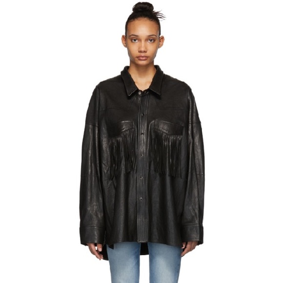R13 Fringe Leather Shirt Jacket. - Picture 7 of 15